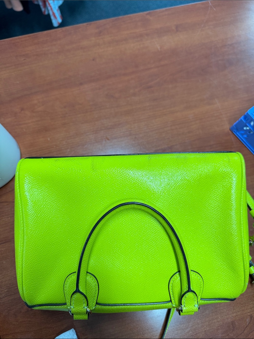 Coach Neon Lime Leather Satchel Bag - Picture 2 of 3